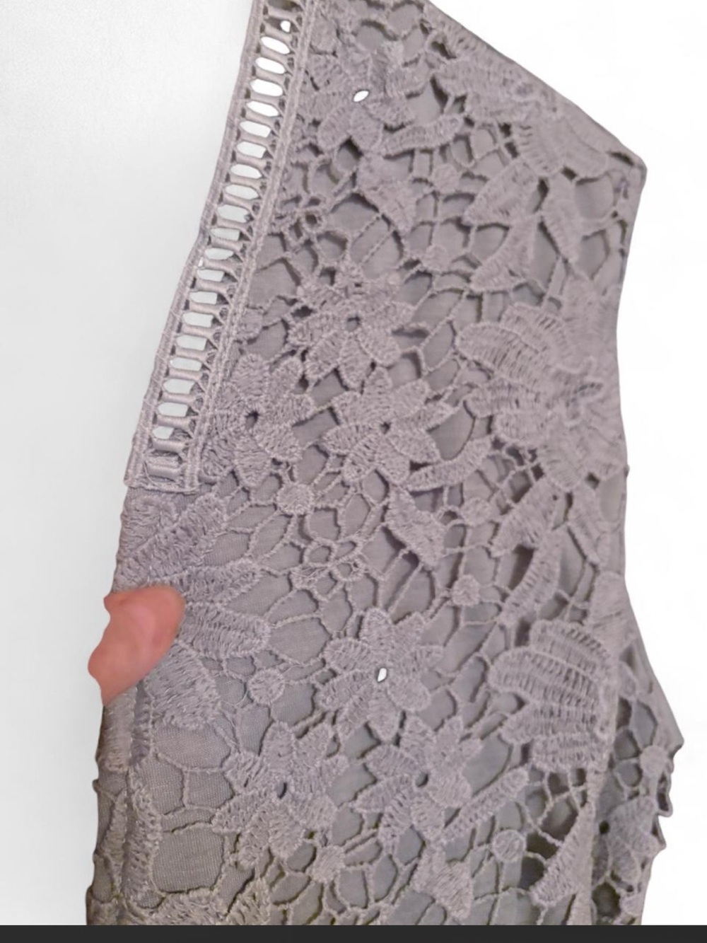 Lace-Trim Knit Cardigan/Kimono in Gray
